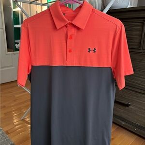 Under Armour Men's Two-Tone Golf Polo Shirt - Orange/Red and Gray